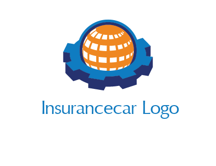 globe in center of gear engineering logo
