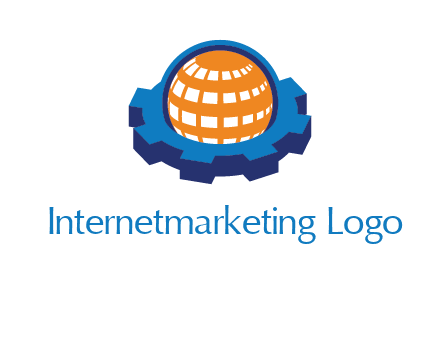 globe in center of gear engineering logo
