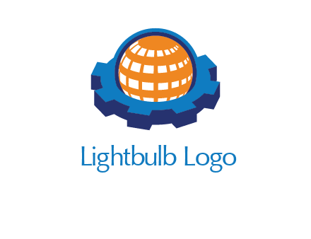 globe in center of gear engineering logo