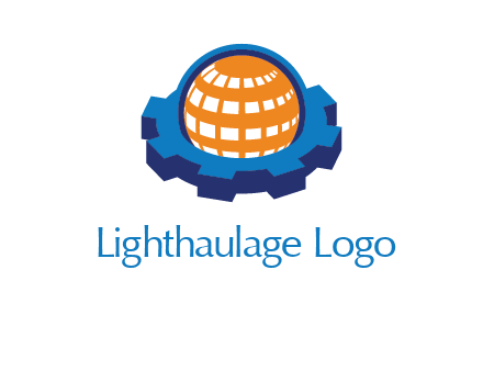 globe in center of gear engineering logo
