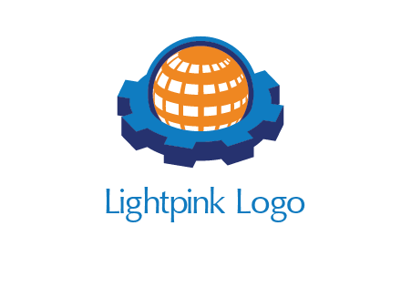 globe in center of gear engineering logo