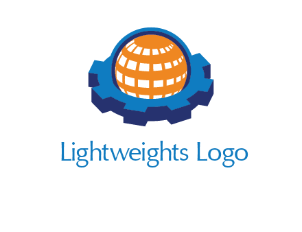 globe in center of gear engineering logo