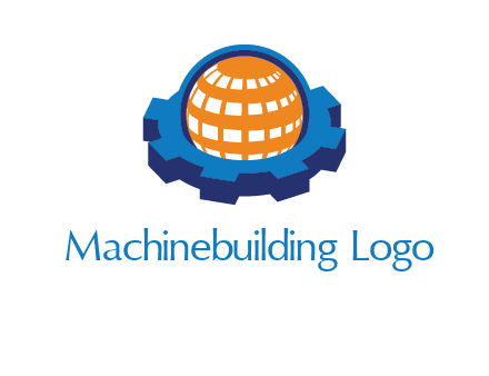 globe in center of gear engineering logo