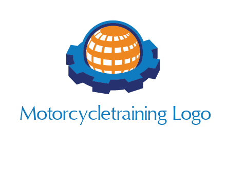 globe in center of gear engineering logo