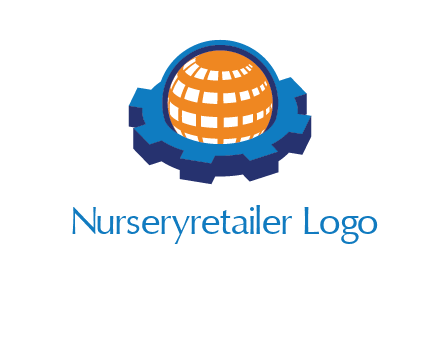 globe in center of gear engineering logo