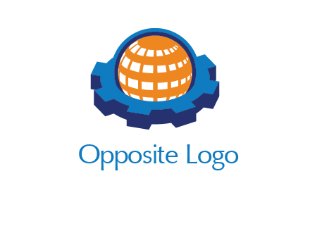 globe in center of gear engineering logo