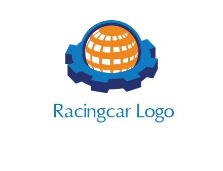 globe in center of gear engineering logo