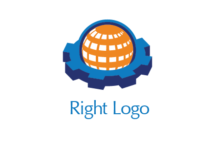 globe in center of gear engineering logo