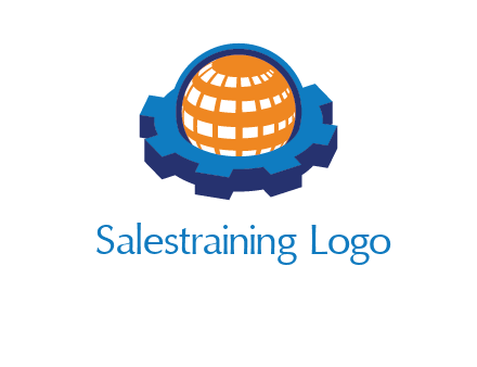 globe in center of gear engineering logo
