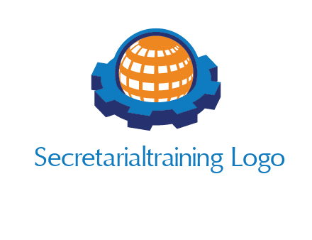 globe in center of gear engineering logo