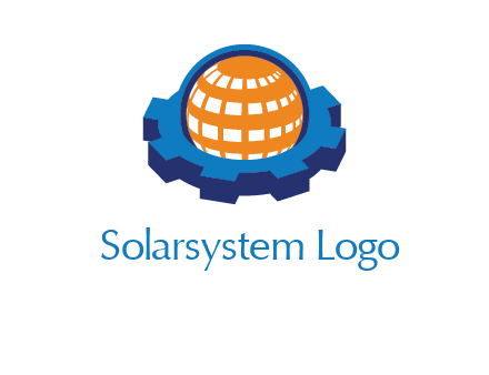 globe in center of gear engineering logo