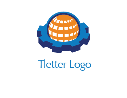 globe in center of gear engineering logo