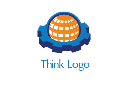 globe in center of gear engineering logo