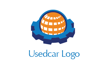 globe in center of gear engineering logo