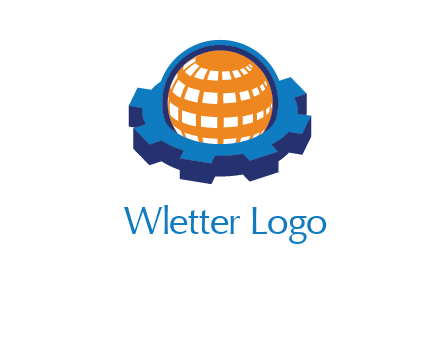 globe in center of gear engineering logo