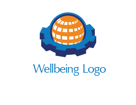 globe in center of gear engineering logo