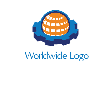 globe in center of gear engineering logo