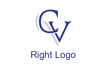letter CV joined together with shadow