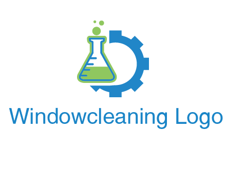 chemical flask and half gear engineering logo