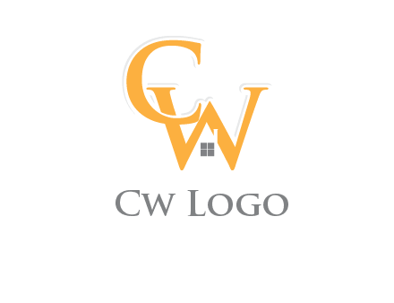 Letter CW with roof and window logo