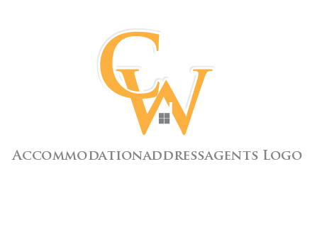Letter CW with roof and window logo