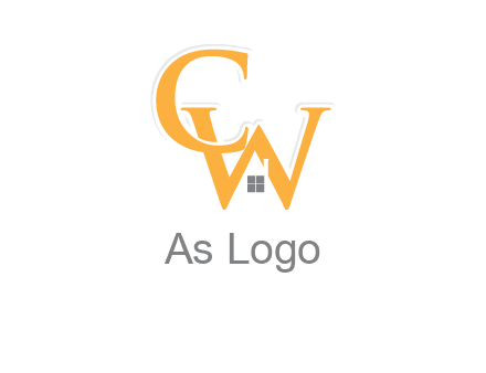 Letter CW with roof and window logo