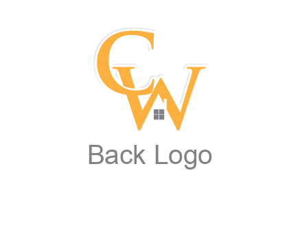 Letter CW with roof and window logo
