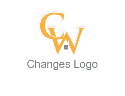 Letter CW with roof and window logo