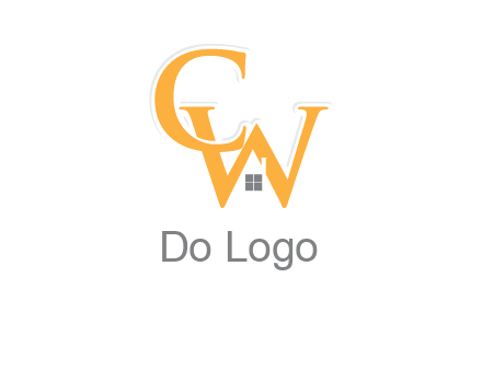 Letter CW with roof and window logo