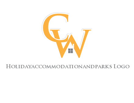 Letter CW with roof and window logo