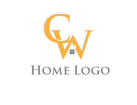 Letter CW with roof and window logo