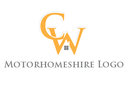 Letter CW with roof and window logo