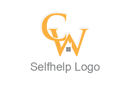 Letter CW with roof and window logo