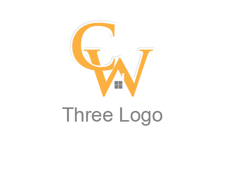 Letter CW with roof and window logo