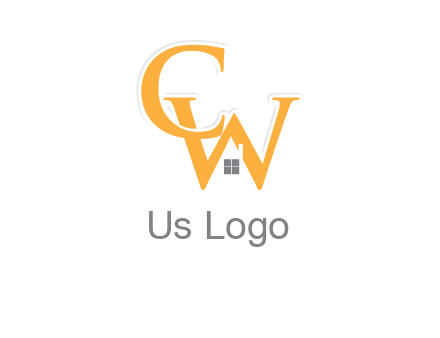 Letter CW with roof and window logo