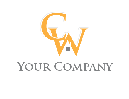 Letter CW with roof and window logo