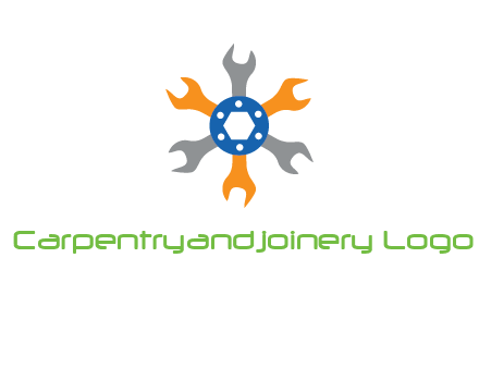 spanners crossing each other with nut in center engineering logo icon