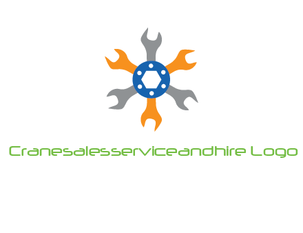 spanners crossing each other with nut in center engineering logo icon