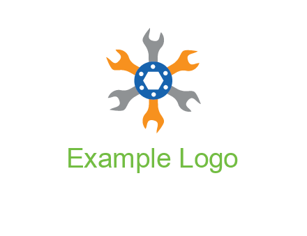 spanners crossing each other with nut in center engineering logo icon