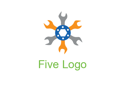 spanners crossing each other with nut in center engineering logo icon