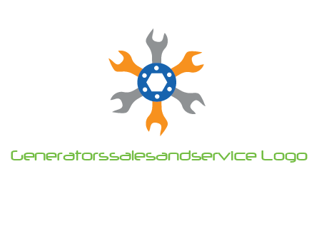 spanners crossing each other with nut in center engineering logo icon