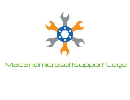 spanners crossing each other with nut in center engineering logo icon