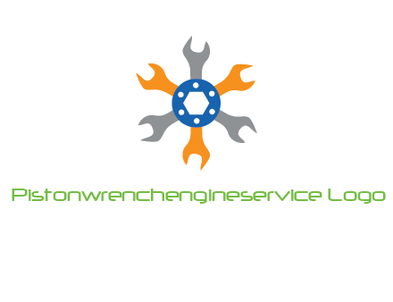 spanners crossing each other with nut in center engineering logo icon