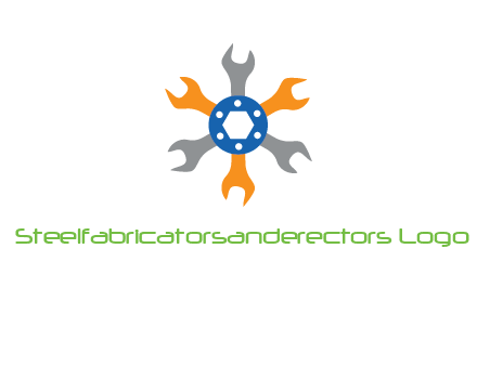 spanners crossing each other with nut in center engineering logo icon