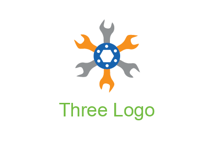 spanners crossing each other with nut in center engineering logo icon