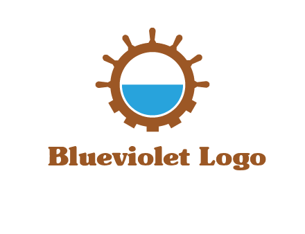 water in ship wheel and gear engineering logo icon