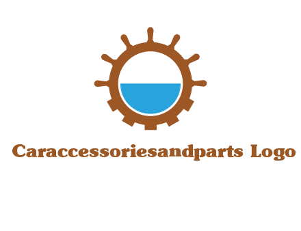 water in ship wheel and gear engineering logo icon