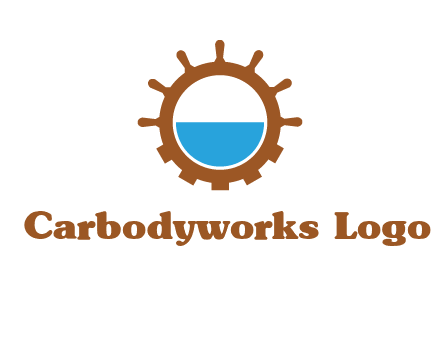 water in ship wheel and gear engineering logo icon