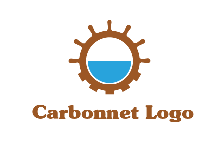 water in ship wheel and gear engineering logo icon