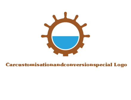 water in ship wheel and gear engineering logo icon